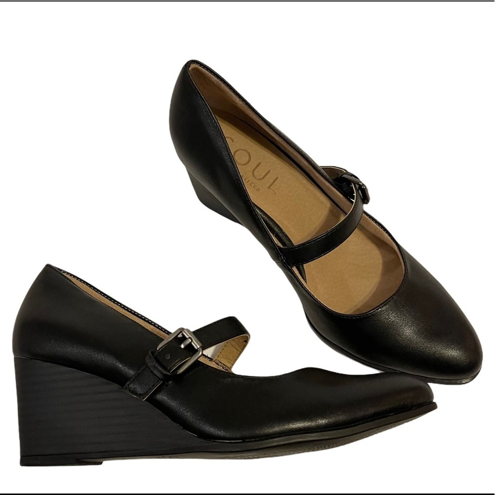 NIB Soul Naturalizer Goldie Black Wedge Shoes
